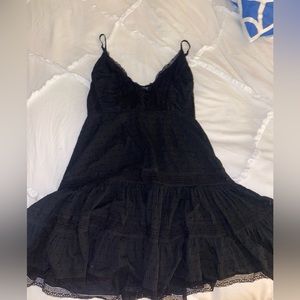 Black lace mini dress